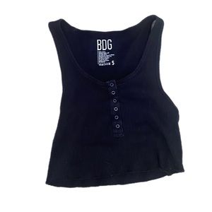 BDG Cotton Black Button Up Tank Top